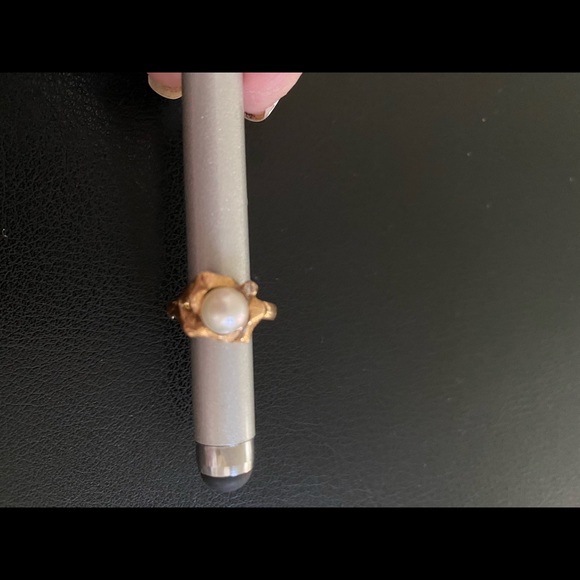 14K Gold and genuine Pearl with diamond chips ring - Picture 4 of 14